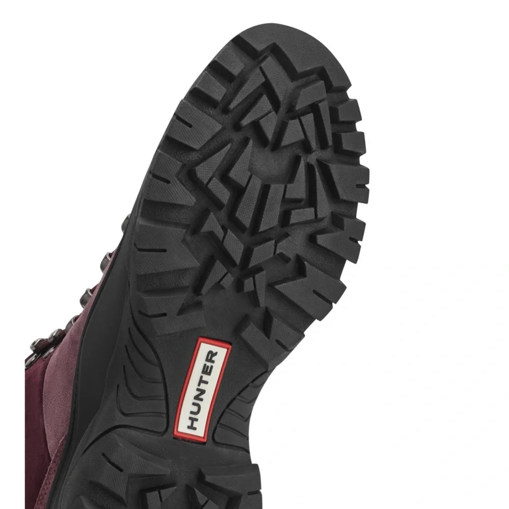 Hunter Women's Burgundy and Black Hiking-Style Winter Boot